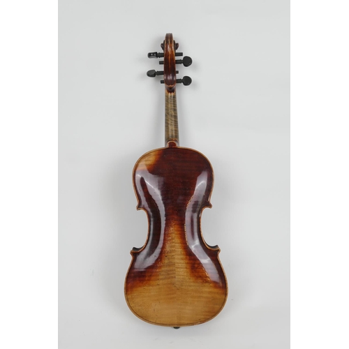 656 - French violin labelled ''Vuillaume a Paris, Rue Croix des Petits Champs 46'', 14 inch two piece back... 