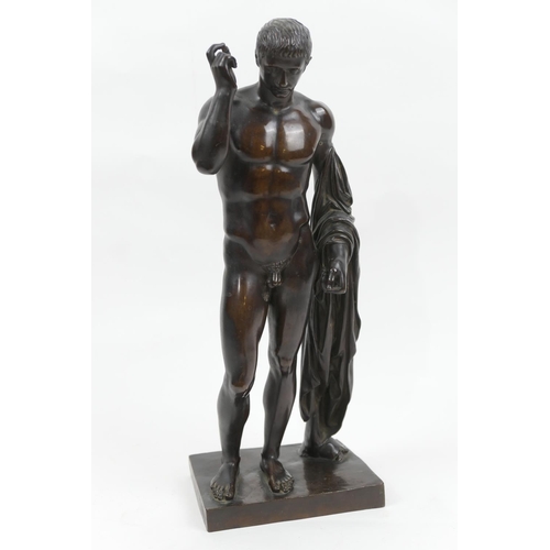 693 - After the Antique, Grand Tour bronze figure of David, dark brown patina, height 37cm