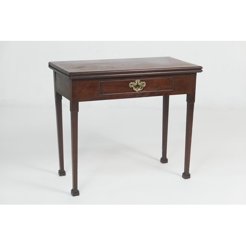 897 - George III mahogany folding tea table, circa 1780,  rectangular top folding on two swing out gates a... 