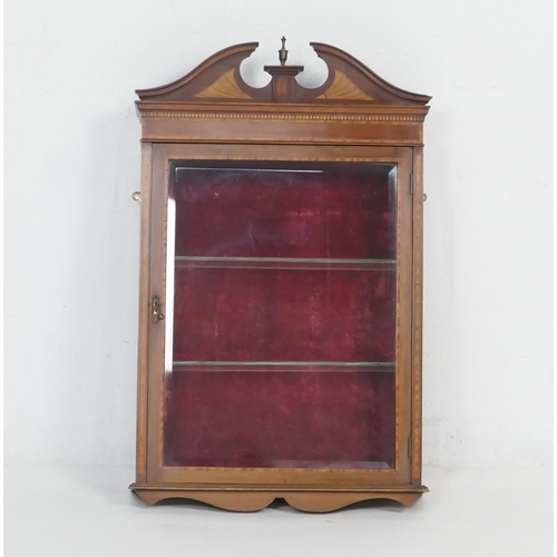 904 - Late Victorian mahogany and inlaid wall mounted display cabinet, circa 1890, in Sheraton Revival sty... 