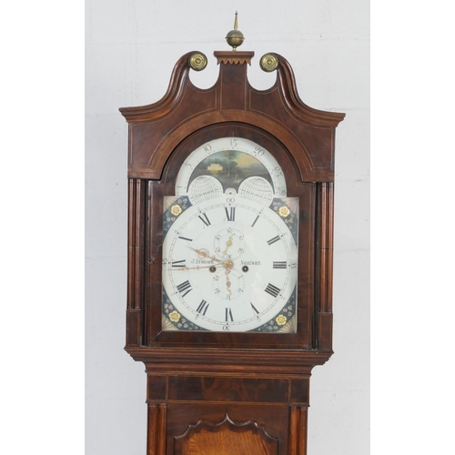 920 - J Simcock, Nantwich, oak and mahogany eight day longcase clock, circa 1835, the hood with swan neck ... 