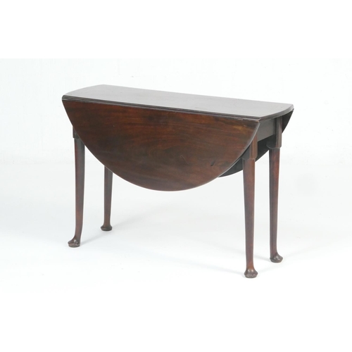 936 - George III mahogany pad foot table, circa 1770, the top with demi-lune drop leaves supported on sing... 