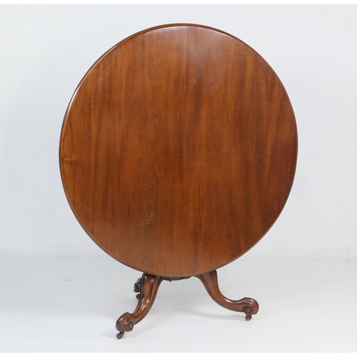 952 - Victorian mahogany pedestal breakfast table, circa 1860, having a circular top with a moulded edge t... 