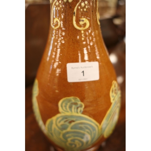 1 - Della Robbia/Buckley Pottery interest: Charles Collis slip decorated bottle vase for William Powell,... 