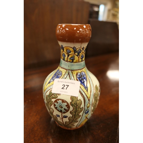 27 - Carlo Manzoni, Granville Pottery, small vase, decorated with an incised design of stylised flowers a... 