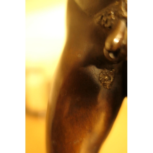 693 - After the Antique, Grand Tour bronze figure of David, dark brown patina, height 37cm