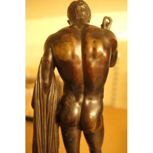 693 - After the Antique, Grand Tour bronze figure of David, dark brown patina, height 37cm