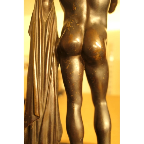 693 - After the Antique, Grand Tour bronze figure of David, dark brown patina, height 37cm