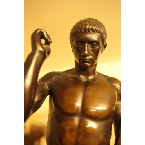 693 - After the Antique, Grand Tour bronze figure of David, dark brown patina, height 37cm