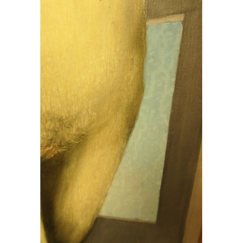 647 - Bill (William) Gillon (1942-2021), 'Foetus Machoetus', triptych oil on wooden panel, overall 162cm x... 