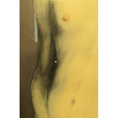 647 - Bill (William) Gillon (1942-2021), 'Foetus Machoetus', triptych oil on wooden panel, overall 162cm x... 