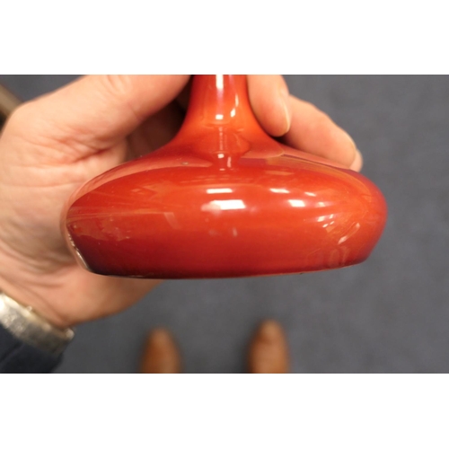 94 - Bernard Moore red flambe bottle vase, marked 'Bernard Moore', height 15cm; also a Bernard Moore red ... 