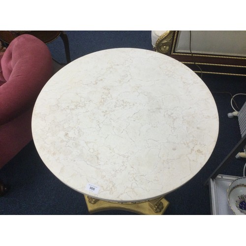 906 - Regency style marble and giltwood circular table, late 20th Century, circular top over an acanthus f... 