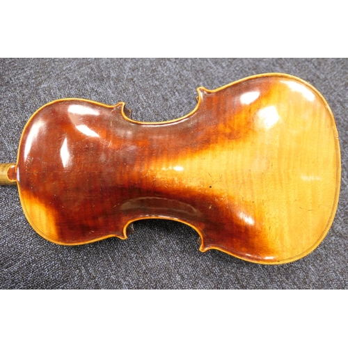 656 - French violin labelled ''Vuillaume a Paris, Rue Croix des Petits Champs 46'', 14 inch two piece back... 