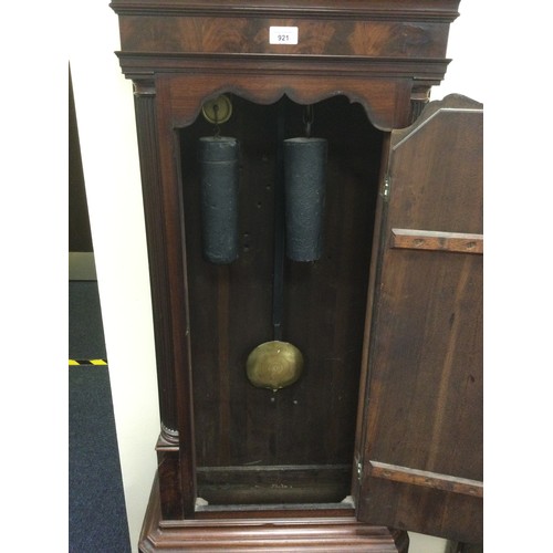 921 - Samuel Collier, Eccles, a mahogany eight day longcase clock, circa 1770, the hood with verre eglomis... 