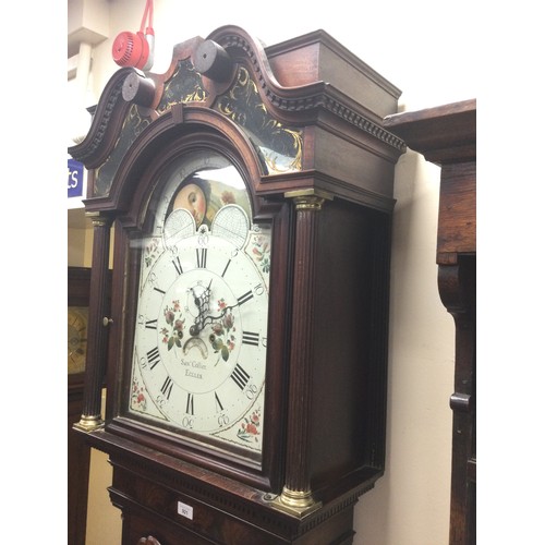 921 - Samuel Collier, Eccles, a mahogany eight day longcase clock, circa 1770, the hood with verre eglomis... 