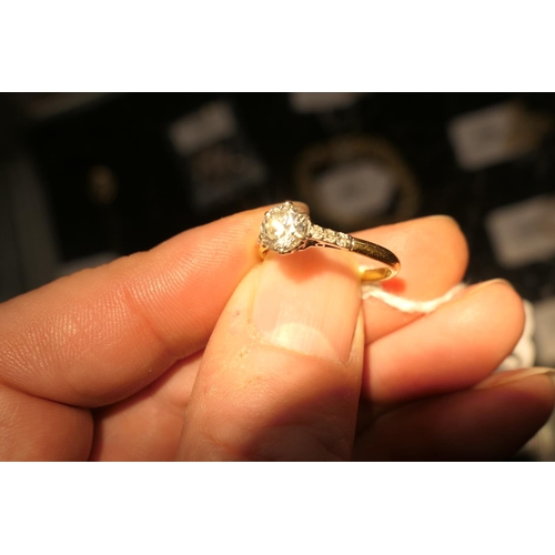 302 - Diamond solitaire ring, the round old brilliant cut diamond of approx. 0.95ct, colour estimated as K... 