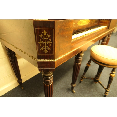 886 - George IV mahogany square piano by Clement & Co., London, circa 1825, the top crossbanded with rosew... 