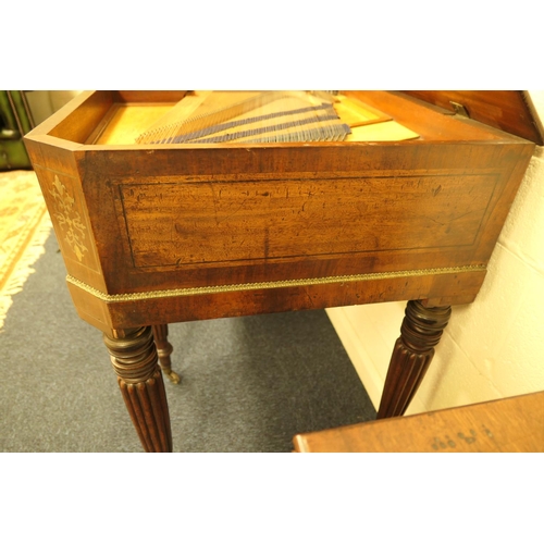 886 - George IV mahogany square piano by Clement & Co., London, circa 1825, the top crossbanded with rosew... 