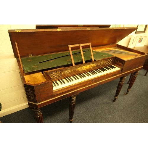 886 - George IV mahogany square piano by Clement & Co., London, circa 1825, the top crossbanded with rosew... 