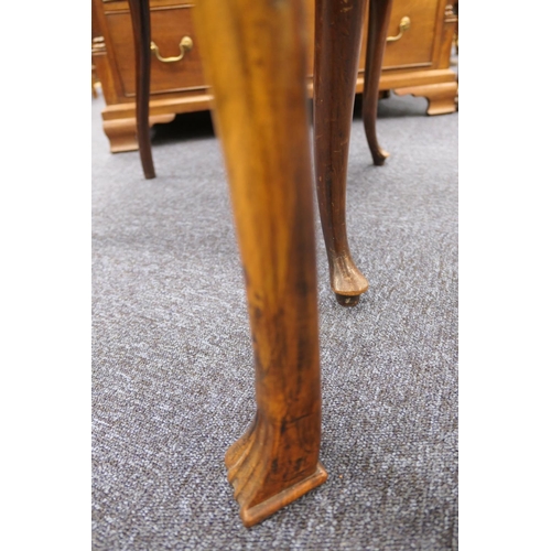 884 - Walnut side table, 18th Century with later restoration, the rectangular top with kick-in corners and... 