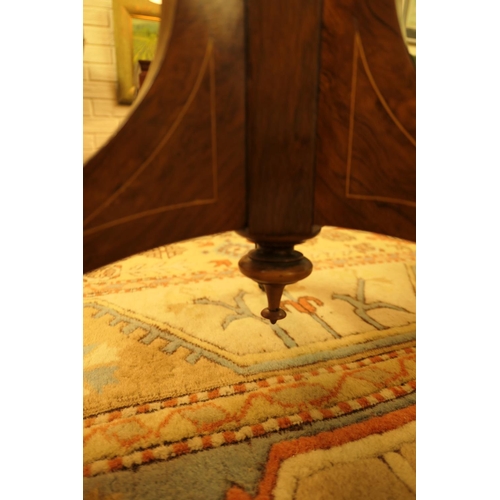 875 - Late Victorian rosewood and inlaid small table, circa 1890, having a circular lobed top with boxwood... 