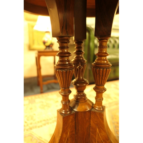 875 - Late Victorian rosewood and inlaid small table, circa 1890, having a circular lobed top with boxwood... 