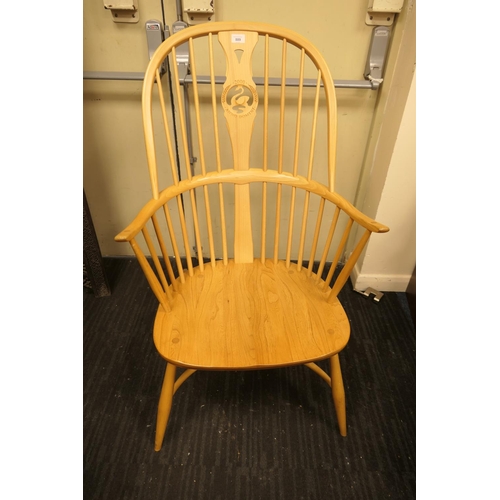 889 - Ercol Millennium elm and beech high back Windsor chair, width 60cm, height 107cm