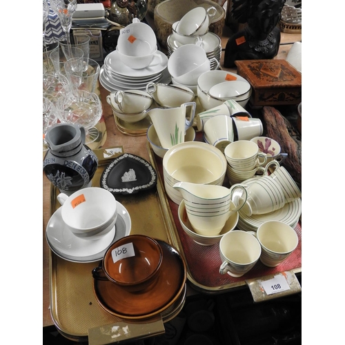 108 - Newhall Nirvana shape coffee wares, Burleigh coffee wares, continental tea wares, Wedgwood basalt pi... 