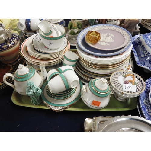 120 - Edwardian green and gilt trimmed tea service, Wedgwood collectors Christmas plates, further collecto... 