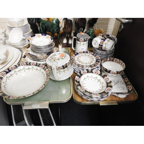 141 - Edwardian Royal Aleion tea wares and other similar patterned chain tea wares (2 trays)