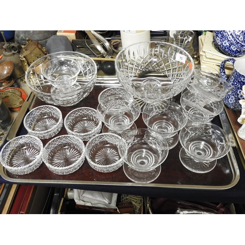 73 - Stuart glassware including two pedestal bowls, dessert dishes (1 tray)