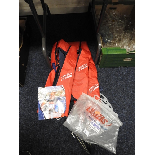 87 - Three Lalizas 150N gas inflation life jackets (this equipment should be tested at a recognised servi... 