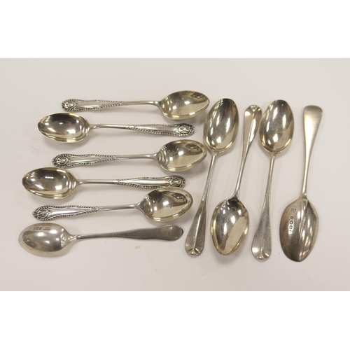 342 - Set of six silver teaspoons by James Dixon & Sons, Sheffield 1916, weight approx. 66g; also four fur... 