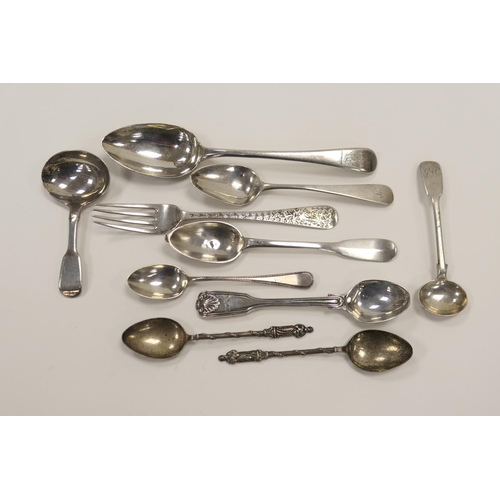 343 - George III silver dessert spoon by Peter, Ann & William Bateman, London 1800, Victorian silver tea c... 