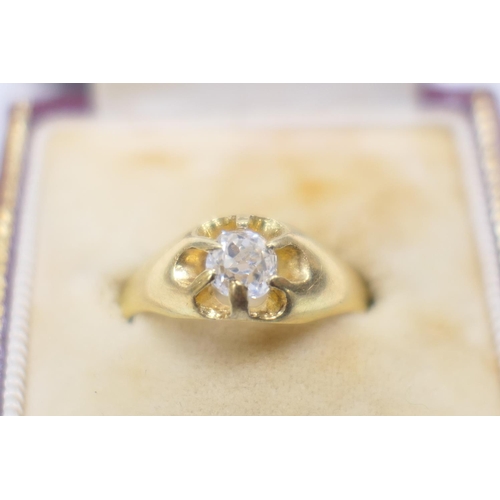 396 - Diamond solitaire ring, the old cushion cut stone of approx. 0.45ct, colour estimated as K/L and cla... 