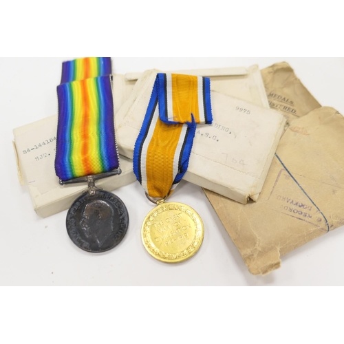 458 - Great War medals being the Great War medal and Victory medal to S4-144184 Sjt.W.H.Harding. A.S.C. wi... 