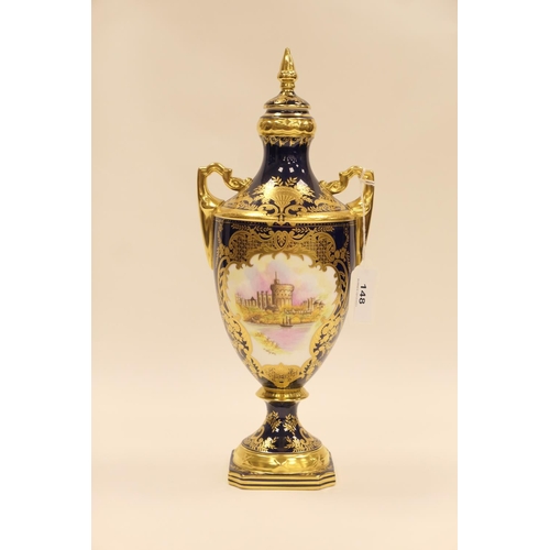 148 - Coalport limited edition Queen Elizabeth II Silver Jubilee vase hand decorated by Derek Shapiro, No.... 