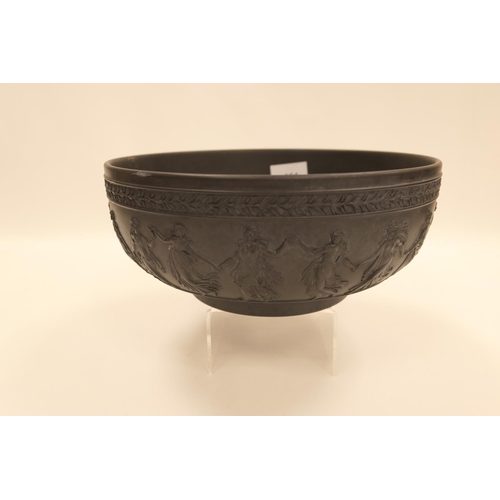 164 - Wedgwood black basalt 'Dancing Hours' bowl, 25cm diameter