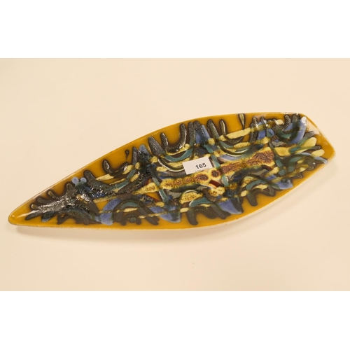 165 - Poole Delphis boat shaped dish, 43 cm
