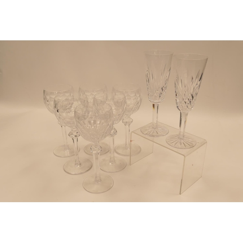 171 - Set of six Waterford hock glasses and two Waterford champagne flutes (8)