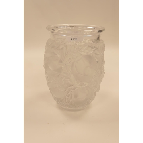 172 - Lalique Bagatelle frosted moulded glass vase (chipped at the base), height 17cm