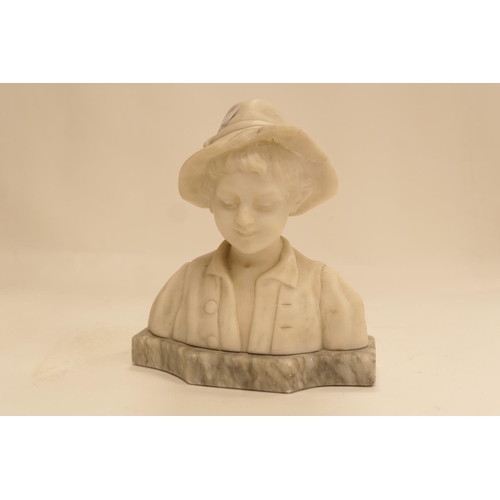 264 - Italian white marble carved sculpture of a peasant boy (af), height 22.5cm