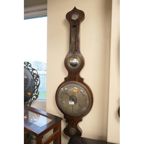 501 - Early Victorian rosewood wheel barometer