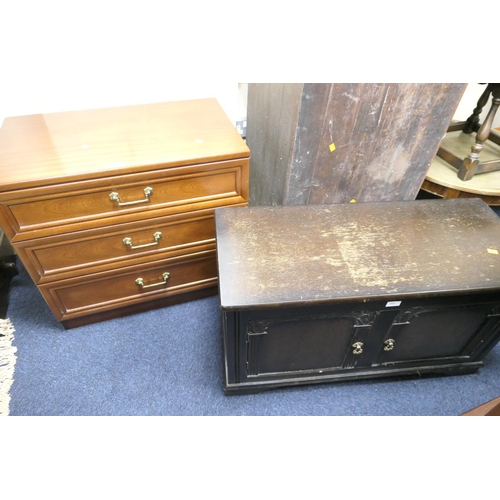 502 - Cherrywood finish bedroom chest; also a converted dark oak blanket chest (2)