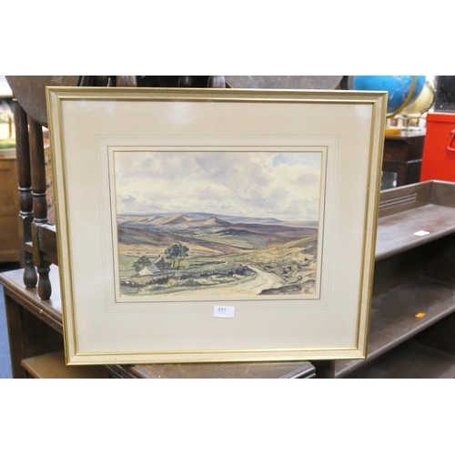 517 - Claude Graham Muncaster (1903-74), Derbyshire hills, watercolour over charcoal, signed and dated Oct... 