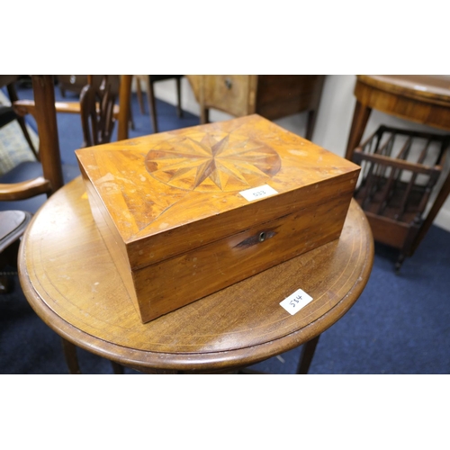 533 - Unusual specimen wood box with tray interior with compartments