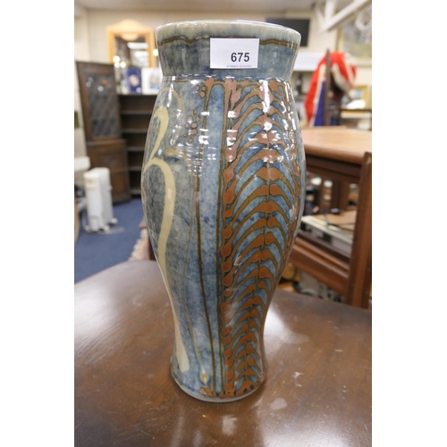 675 - David and Margaret Frith, for Brookhouse Pottery, stoneware kaki glazed vase with impressed marks, h... 