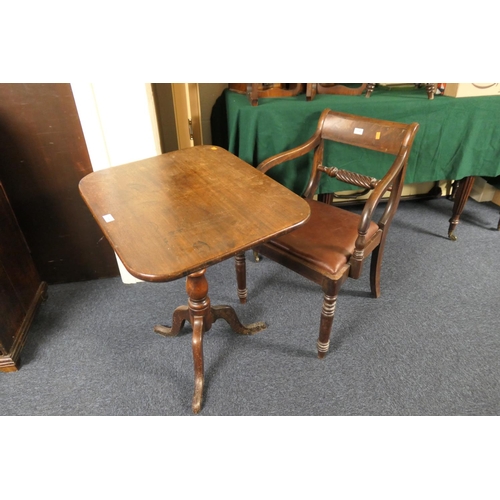 775 - Early Victorian mahogany Trafalgar style carver chair and a Victorian mahogany tripod table (2)