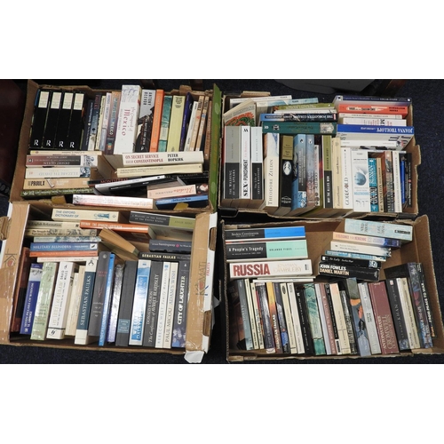 107 - Modern paperback books, mainly novels and reference books (4 boxes)